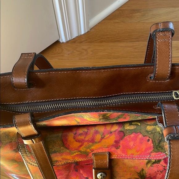 Patricia Nash Red and Brown Floral Tote Bag - Picture 10 of 13